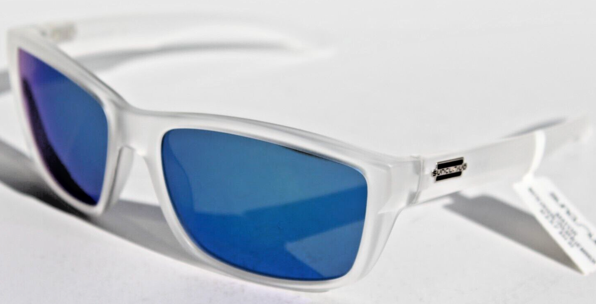 SUNCLOUD Mayor POLARIZED Sunglasses Matte Crystal/Blue Mirror NEW