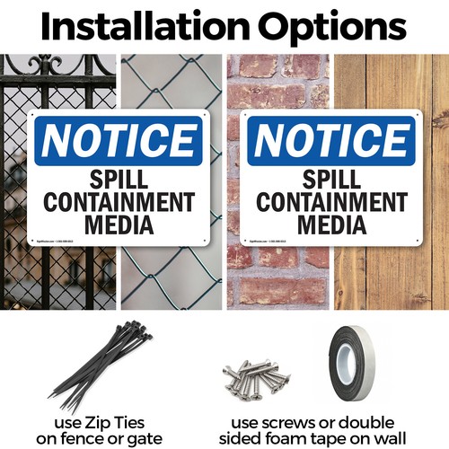 (2 Pack) Spill Containment Media OSHA Notice Sign Decal Metal Plastic - 第 3/22 張圖片