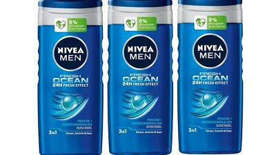   NIVEA MEN Ocean Fresh Duschgel 3x250ml   Erfrischende 3-in-1 Männer