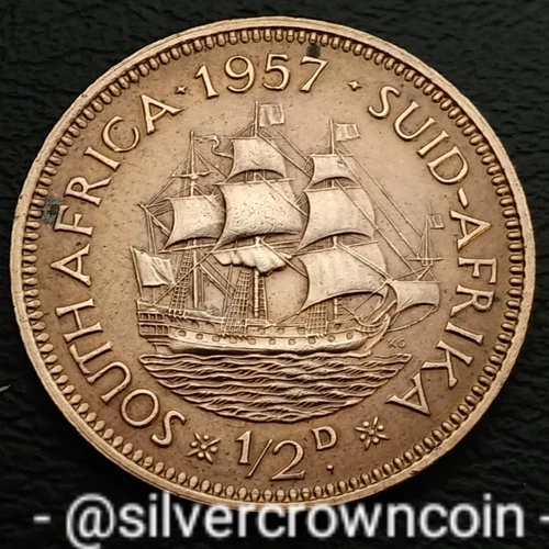 1957 South Africa 1/2 Penny — photo from the most recent tracked eBay sale
