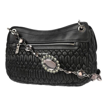 Miu Miu Black Lambskin Matelasse Shoulder Bag 197 124713 | eBay