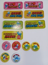 The Smurfs Smurf Mini License Plate  Stick On Badge Button Lot