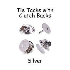 10 Silver Tie Tacks Blank Pins with Clutch Back - Lapel / Scatter Pin