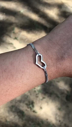 Pulsera de plata de ley 925 HEART LOVE joyería, cadena deslizante 3,94 gm env... - Vídeo 1 de 1