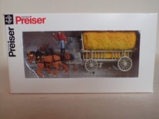 Preiser Leiterwagen Stroh Kutscher 2 Pferden Getreidewagen 30477 H0 1:87 OVP