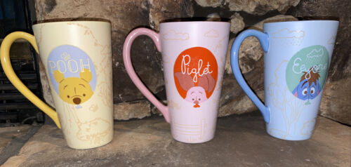 Disney Store Winnie The Pooh, Eyore, Piglet Tall Ceramic Mugs LOT of 3 - EUC!!! - Picture 1 of 12