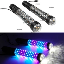 Pair 1FT Thick Spiral Fat LED Whip Light RGB Chasing w/ Strobe Light For UTV ATV