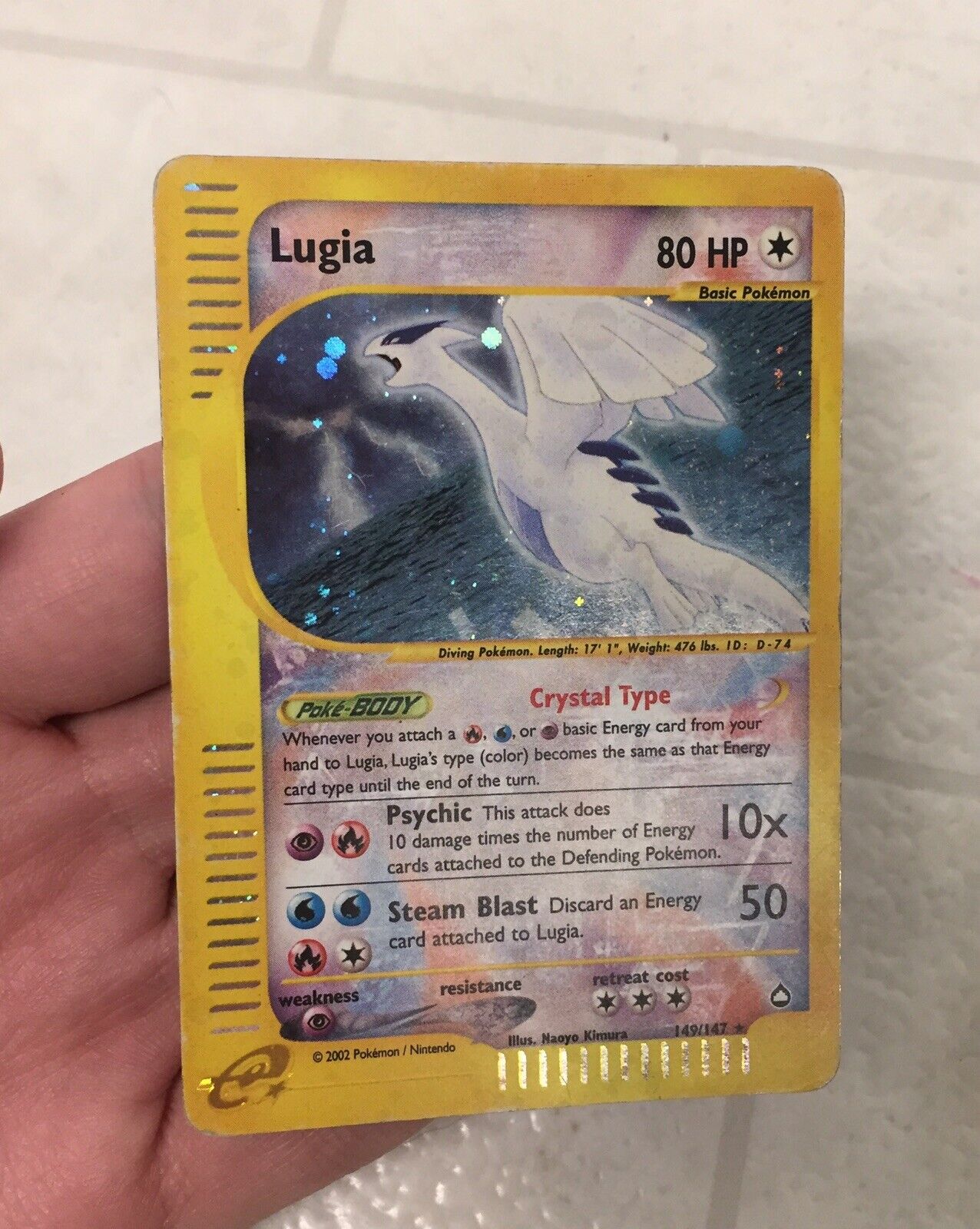 Crystal Lugia Aquapolis Secret Rare Holo Pokemon Card 149/147