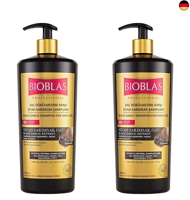 2x Bioblas Schwarzer Knoblauch Shampoo 1000ml - Anti Haarausfall für Frauen und