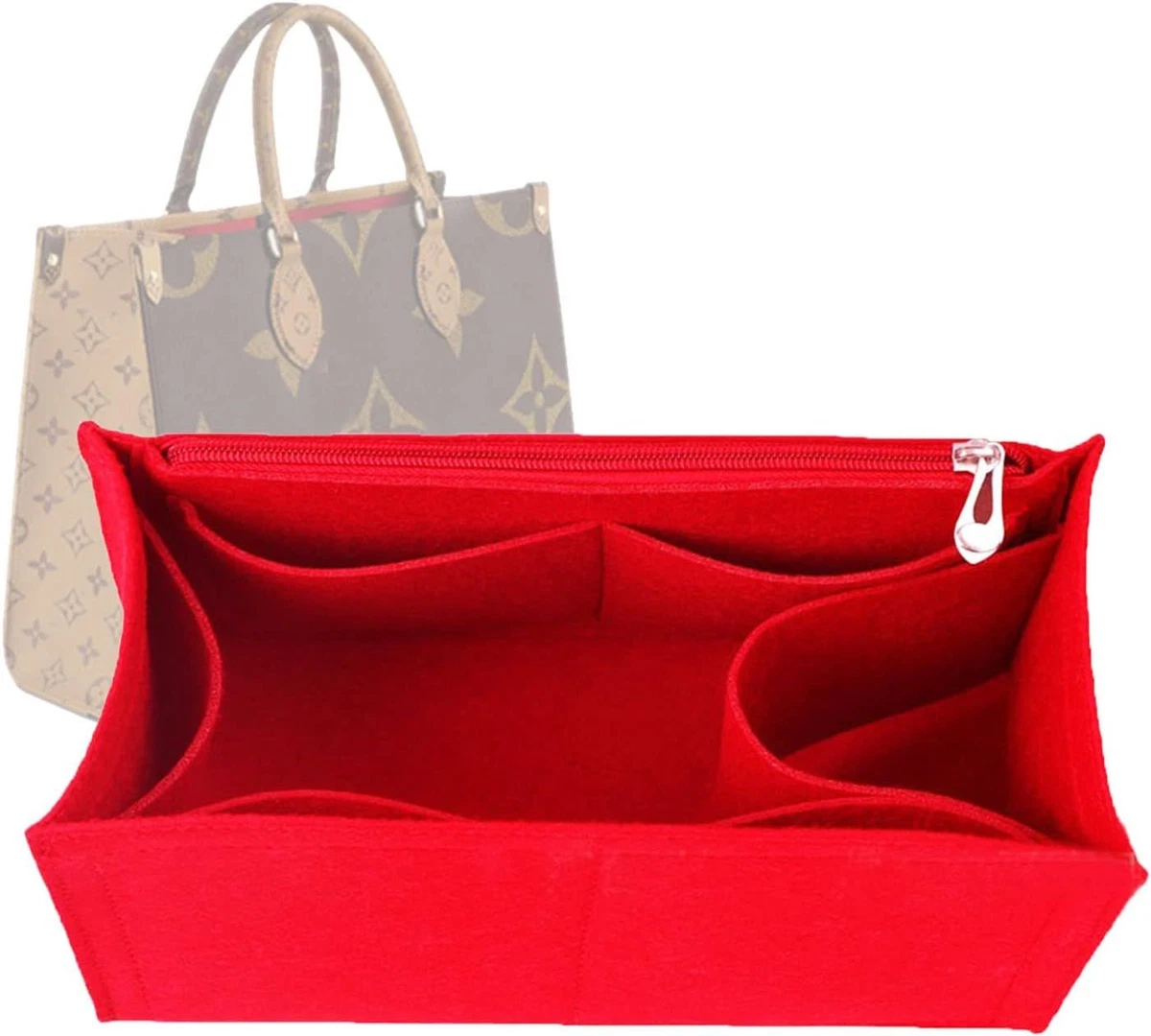 Lckaey Bag Organizer for LV Onthego GM Handbag -Premium 14.96*7.09*6.3in,  red