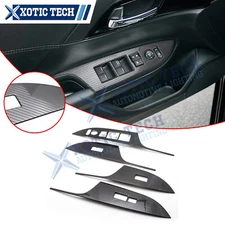 Stainless Carbon Fiber Style Window Door Lift Lock Frame Trims For Accord 13-17