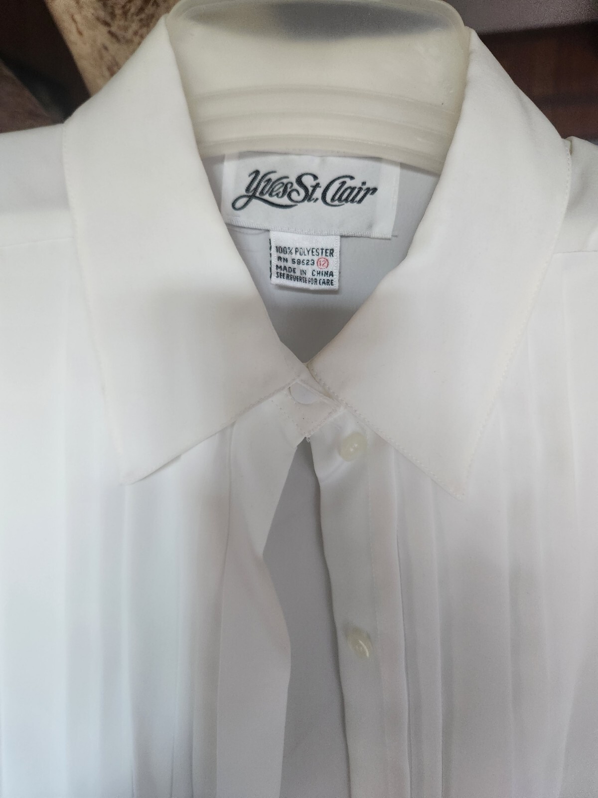 CAMICIA ABITO MANICA LUNGA BIANCA VINTAGE ANNI 80 YSL YVES SAINT LAURENT TAGLIA 12