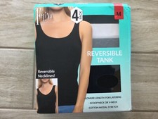 Felina Reversible Layering Tank Top 4 Pack Women Cotton Stretch Medium Black
