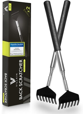 Back Scratcher (2 Pack) - Extendable Stainless Steel Scratching Tool for Men and