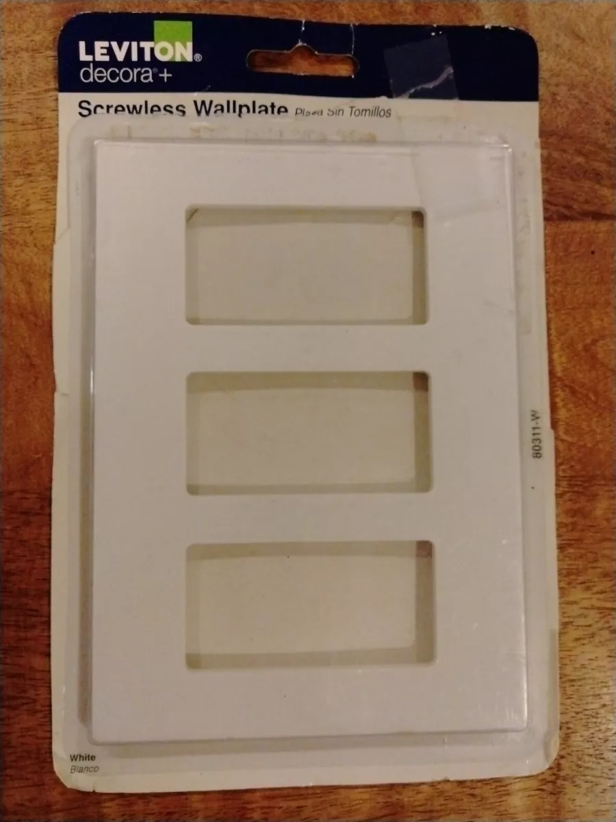 Leviton 80311-W 3-Gang White Decora Plus Rectangle Screwless Wallplate