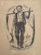 RARE Fred Banbery (b. 1913-1999) Original Art Drypoint Etching Jim Fletcher