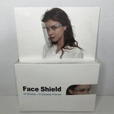 12 Face Shields, 6 Glasses Frames Guard Mask Safety Protection Mask