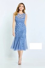 La Valetta by Montage LV3600 - Beaded formal dress Slate Blue color Size small
