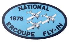 Vtg National Ercoupe Fly In 1978 Sticker Decal Private Airplane Pilot Aviation