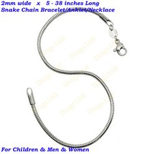 Men  Women's 925 Sterling Silver Classic Snake Chain Bracelet/ Anklet/ Necklace