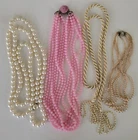 Lot Of 4 Vintage Beaded Necklaces Costume Jewelry Faux Pearls Wearable