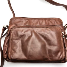 ili New York Brown Cross body purse Leather Bag Cheetah print pockets Designer