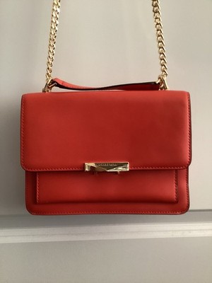 Michael Kors Jade Large Gusset Crossbody Handbag Bright Coral 9Wx6.5H