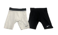 LOT OF 2 Nike Pro Dri Fit SZ S Boys/Kids white Black Underlayer Shorts A1