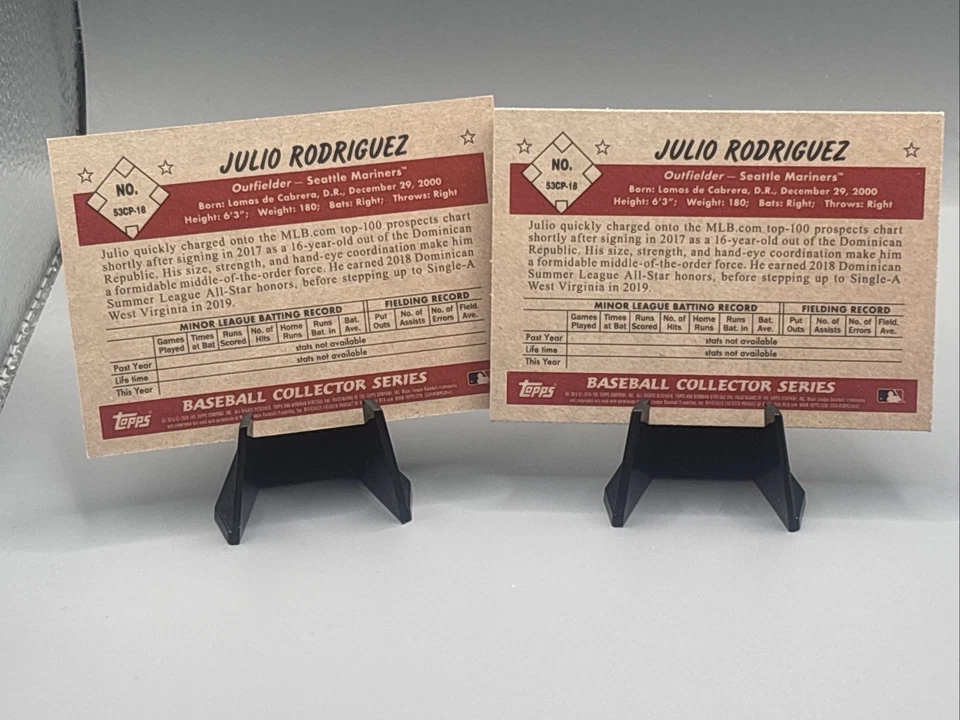 2019 Bowman Heritage Chrome Julio Rodriguez Prospect Gold Refractor and Chrome - Image 3 of 3