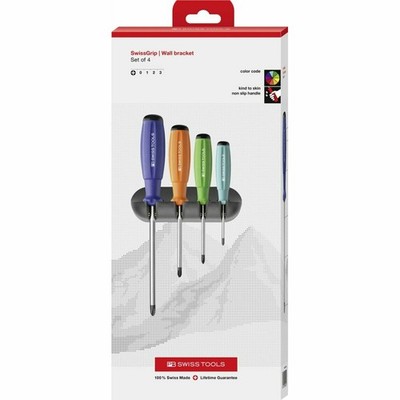 PB Swiss Tools PB 8242.RB CBB Rainbow SwissGrip Screwdriver Set, Phillips, 4 pcs