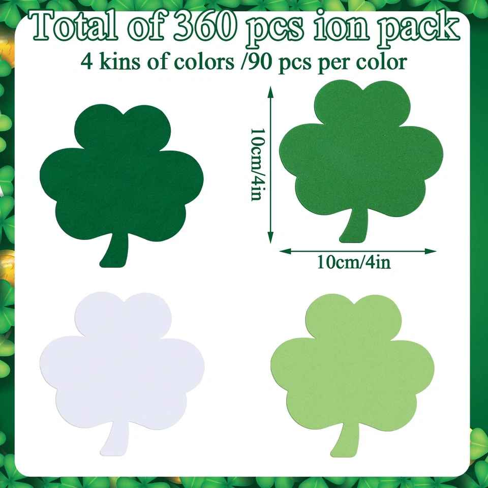 360 peças de papel recortes trevo dia de São Patrício 3,9 polegadas verde e branco Clo... - Imagem 2 de 4