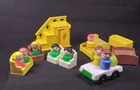 Vintage Fisher-Price Little People Lot - Yellow Stairs, Furniture, Figures & Car