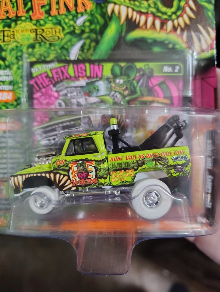 Johnny Lightning Street Freaks rat Fink 1965 Chevy Tow Truck White Lightning - Image 3 of 3