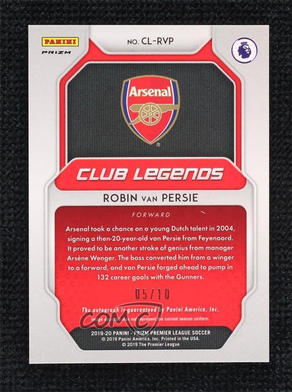 2019 Panini Prizm Premier League Breakaway Gold 5/10 Robin van Persie Auto 2b6 view 2