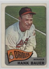 1965 Topps Hank Bauer (Stray Blue Ink in Ball on Back) #323 4dd