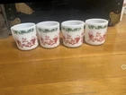 Vintage Tom & Jerry Christmas Auld Lang Syne Milk Glass Mug Hazel Atlas Set Of 4