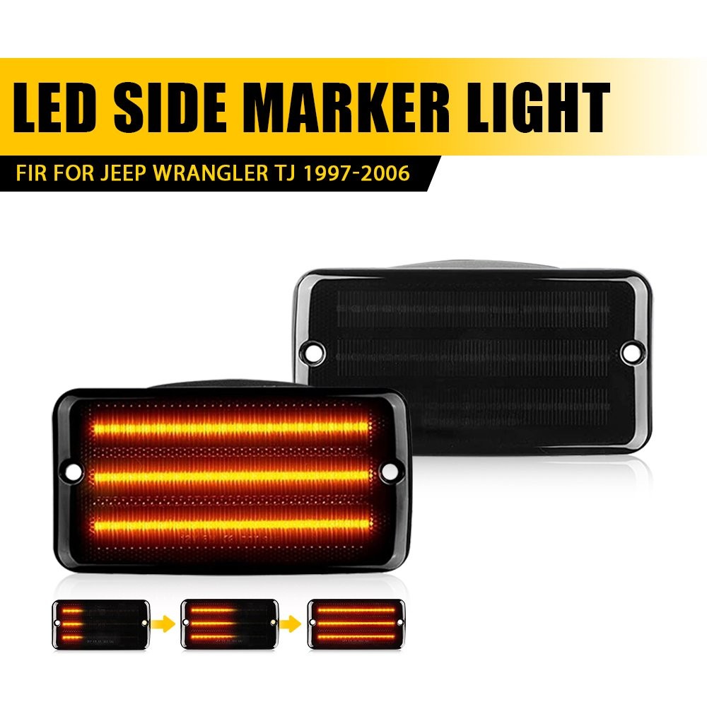 Smoked Lens Front Fender Side Marker Corner Light For 1997-2006 Jeep Wrangler TJ thumbnail 13