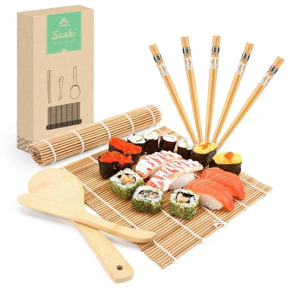 MUDEELA Bamboo Sushi Rolling Mat, Making Kit 9 Pcs, Large, Brown
Opens in a new window or tab