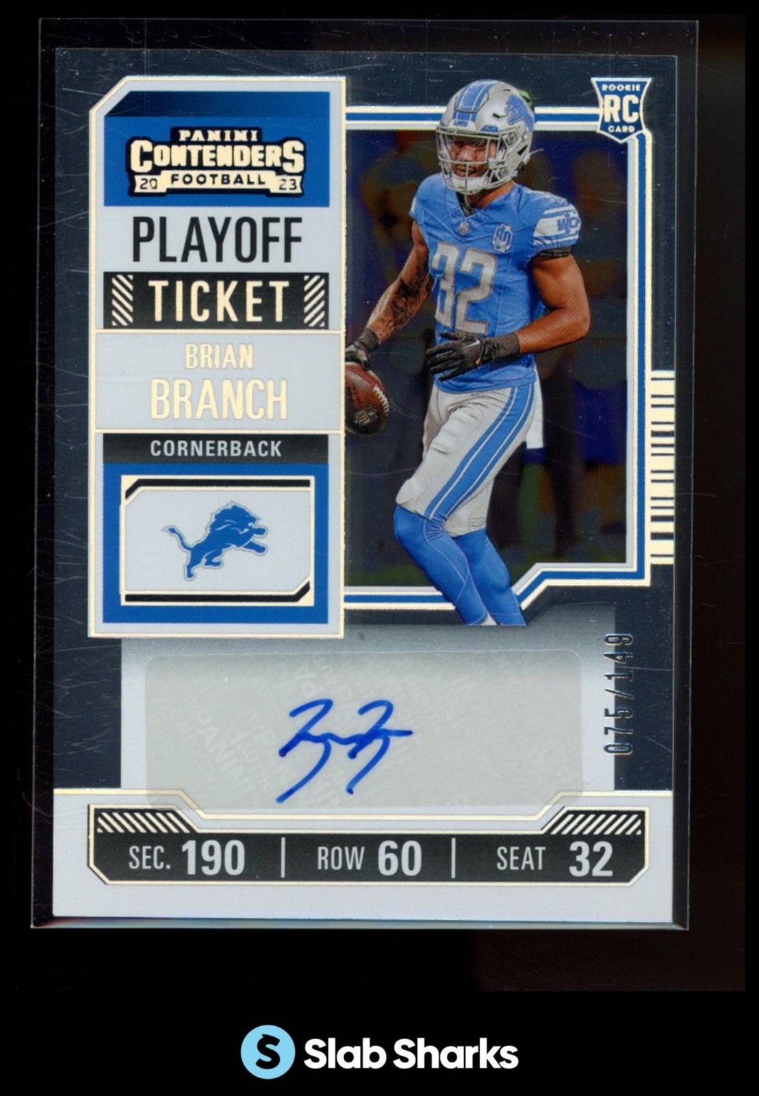 2023 PANINI CONTENDERS #219 BRIAN BRANCH PLAYOFF TICKET AUTO RC ROOKIE /149