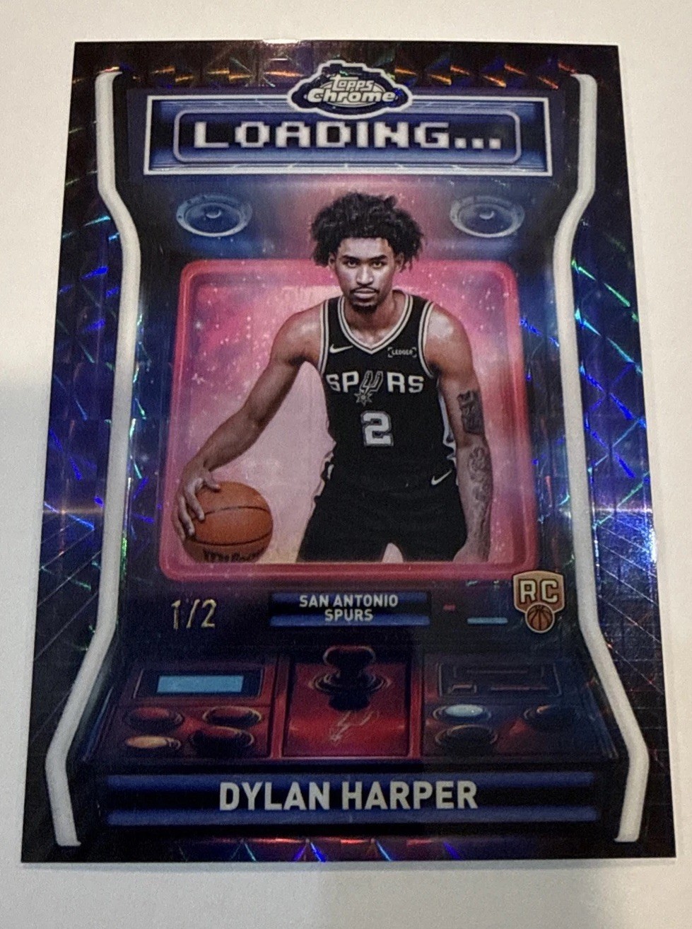 2025-26 Topps Chrome Dylan Harper Loading Geometric White Refractor /2 Spurs