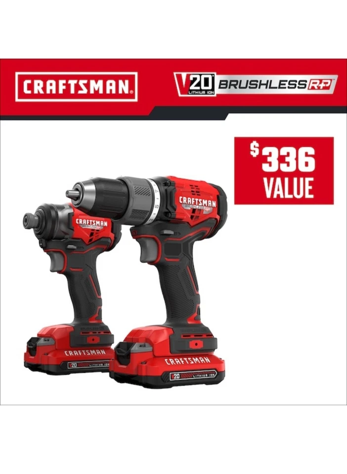 CRAFTSMAN V20 Brushless Cordless 2-Tool Kit w/2 Batteries & Charger (CMCK211C2) - Image 3 of 4