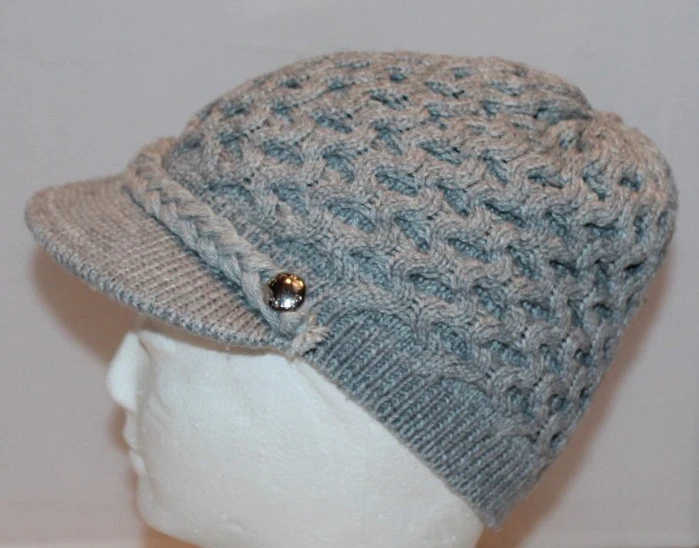 Mujer Calvin Klein Gris Cable Tejido Newsboy Sombrero Gorra Foto 2 de 4