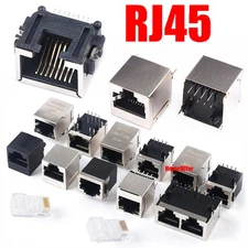 RJ45 Network Socket 8P8C Crystal Head Port Vertical/Horizontal Connector 90/180°