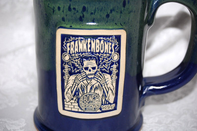 Franken Bones Ceramic Stein Chocolate Hazelnut Bones Coffee Company 20 Ounce Mug