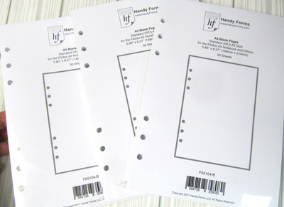 3 Handy Forms 50 Sheet Blank Pages Filofax Notebook Replacement Paper 5.8x8.2'' W