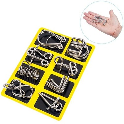 8 IN 1 Metal Craft Chinese Ring Puzzle IQ Brain Teaser Kid Adult Educational Toy