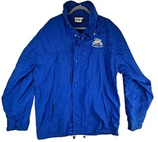 Disney Vacation Club DVC Member Blue Full Zip Hooded Waterproof Jacket Adult M