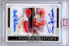 Bob Gibson & Tim McCarver 2022 Panini Three And Two Dual Auto Card #POA-BT 3/5