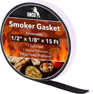 UNCO Smoker Gasket - 15 Ft, 1/2''X1/8'', High Temp Grill & BBQ Gasket