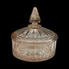 Indiana Pink Depression Glass Candy Dish Diamond  Princess Powder Box w Lid
